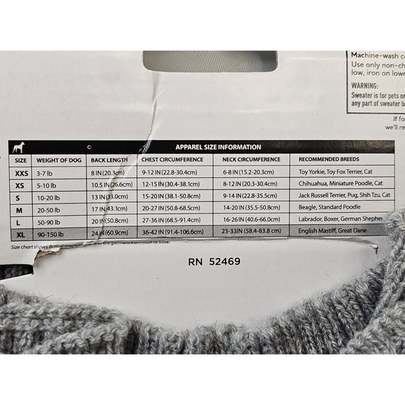 Vibrant Life Buffalo Plaid Pet Sweater Size XL For Pets 90 To 150 Lbs 24 in Back - Picture 6 of 7